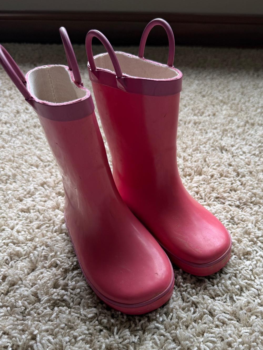 Kids Pink Pull-On Rain Boots